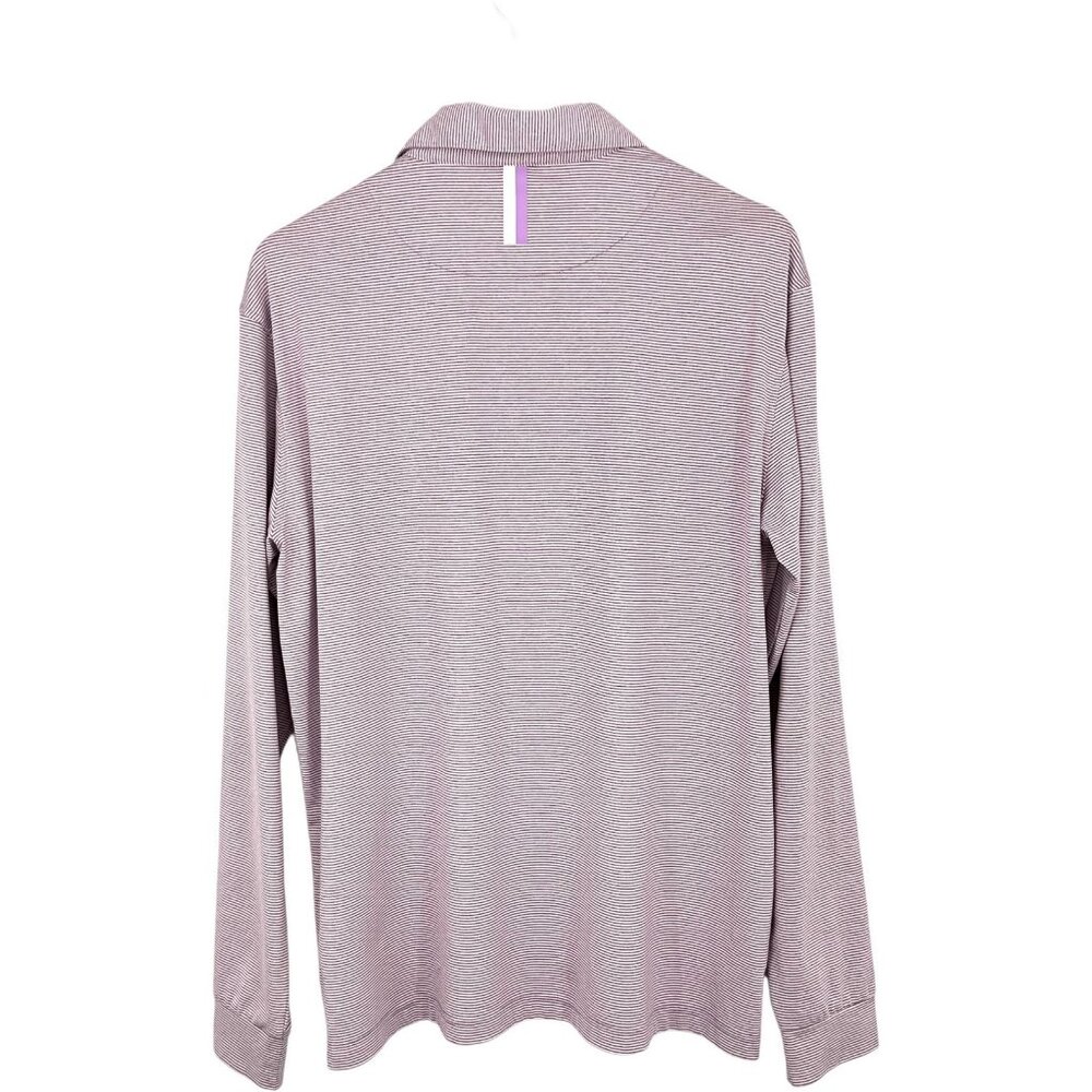 Rhoback The Whaler Performance Polo Purple Heather Stripe Men's L Long Sleeve - Picture 4 of 11